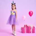 DXTON Toddler Girls Tutu Dresses Summer Short Sleeve Tulle Birthday Party Sundress for 3-8 Years (Pink)