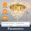 YYJLX Crystal Flush Mount Ceiling Light Modern Crystal Chandelier Gold 4-Light Fixture for Hallway Bedroom Entryway Bathroom Closet