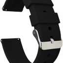 BARTON WATCH BANDS - Soft Silicone Quick Release Straps - Choose Color & Width - 18mm - Silky Soft Rubber Watch Bands (Black)