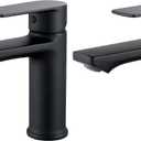BELZ 2-Pack Matte Black Bathroom Faucet, Modern Single Handle Set of 2 Sink Faucets for Single Hole Vanity, Tool-Free 15-Min Install, Anti-Peeling Finish, Pre-Installed 24" Supply Lines