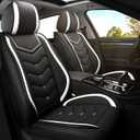 Car Seat Covers for Ford Mustang 2000-2025, Premium Nappa Leather Car Seat Cover, Stylish Sport Seat Covers Automobile Seat Cover Sets.(Standard 2 Seats/Black White)
