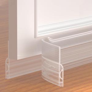 Pundin Door Draft Stopper,Adjustable Door Sweep for Bottom of Door,Silicone Weather Stripping Door Bottom Seal Blocker Air Noise,Under Door Gap Filler for Interior/Exterior Doors(Transparent, 78inch)