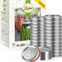 Dalzom 24Pcs Canning Lids with 24Pcs Rings Regular Mouth, Premium Mason Jar Lids with Bands/Rings for Ball, Kerr Jars - Food Grade Material, 100% Fit & Airtight for Regular Mouth Mason Jars