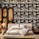 Abyssaly Vintage Floral Peel and Stick Wallpaper, Black and Gold Leaf Wallpaper, Self Adhesive Dark Floral Contact Paper Vinyl for Bedroom Bathroom Cabinets Drawers Decor 17.3" x 393.7"