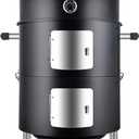 Charcoal BBQ Grill, Heavy Duty 3-in-1 Barbecue Smoker Grill for Garden Camping Outdoor Cooking and Grilling