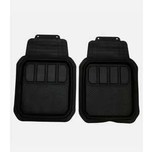 Custom Accessories 79999D Black Rubber Deep Tray Floor Mat Pair-17"Wx19"D