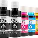 Compatible HP 31 32XL Ink Bottle Set Refill for HP Smart Tank 651 5100 5101 5000 7301 7001 7602 6001 551 7300 5102 7302 7601 6002 5103 755 757 Printer (2BK C M Y)