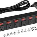 Jgstkcity Rack Mount PDU Power Strips,8 Outlet Surge Protector,Individual Switches,1.5U Rackmount Server Racks,14AWG Heavy Duty Extension Cord,2700J,15A 125V 1875W (Standard Power Cord, 6 FT Cable)