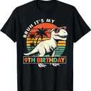 Bruh It's My 9th Birthday Dinosaur T Rex 9 Year Old Boys T-Shirt, L 
