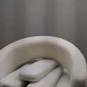 COLAMY Modern Accent Chair, Velvet Accent Chairs, Upholstered Barrel Chairs with Solid Wood Legs, Comfy Side Chair for Living Room, Bedroom, Reading, Cozy Reading Chair,Cream (Set of 1)