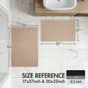 MIULEE Set of 2 Ultra Thin Bathroom Rugs, Rubber Bath Mats for Bathroom Non Slip, Quick Dry Absorbent Bath Rug Machine Washable, Fit Under Door, Shower, Sink, Home Decor, Beige, 17"x27"+20"x32" (L)