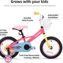 JOYSTAR 12 14 16 Inch Kids Bike for 2-7 Years Girls 33-53 Inch Tall, Toddler Girls Bike with Training Wheels, Rainbow Bikes, Children Bicycle, Macaroon