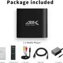 4K Media Player for USB Drive & MicroSD, Ultra HD Digital Signage Player with HDMI/AV Output, H.265 H.264 MKV MP4 Video, MP3 Music, JPG Photo, Auto Play & Resume, Loop Playback