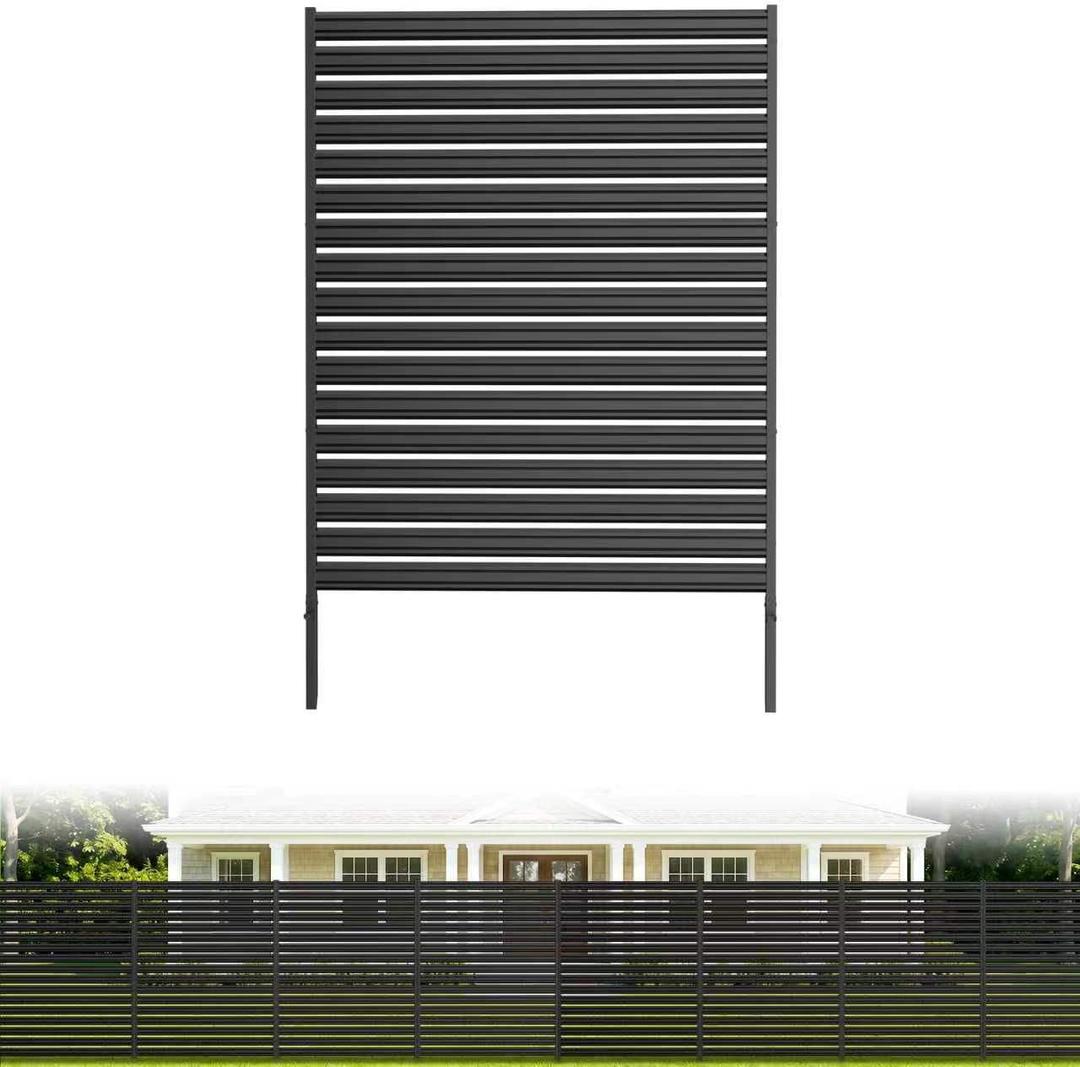 1 Panel No Dig Privacy Fence Screen, 60" H 48" W Metal Outdoor Air Conditioner Fencing for AC Unit Cover, Hide Trash Bins, & Pool Equipment Enclosure, Decorative Garden, Patio & Backyard, Rustproof