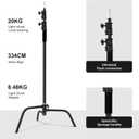 Heavy Duty C Stand C-Stand 10.8ft/330cm 100% Stainless Steel Photography C Stand with Boom Arm 4.2ft/128cm Carry Bag 44LB/20KG Adjustable Stable for Photography Studio Video Monolight Softbox Shooting