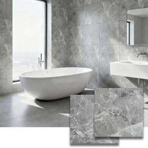 12 Sq.Ft Peel and Stick Floor Tile, Athens Grey Matte Marble Vinyl Flooring for Bathroom, Kitchen and RV. Waterproof Rigid Core Backsplash, Rental Friendly 12 Sheets (12"x12")