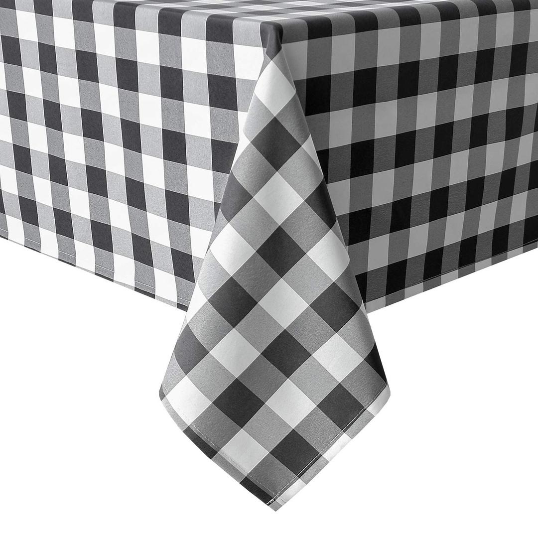 60"x85" Polyester Tablecloth Checkered Black