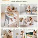 AVIDOR Baby Highchair for Babies and Toddlers, 6 in 1 High Chair with 5 Point Harness and Removable Safe Tray, Easy Clean& Ergonomic, Cute Bear Cunshion Baby Highchair for 6-36 Months and 35 lbs, Gray