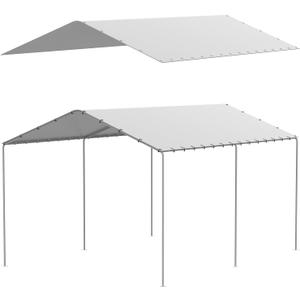 10 x 20 ft Canopy Replacement Cover for Carport, Heavy Duty Waterproof & UV Protected Garage Top Tent Shelter Tarp, Tear-Resistant Car Shed Tarpaulin with 48 Ball Bungees