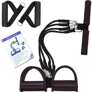 Pedal Resistance Band, 4-Tube Elastic Pull Rope, Sit-up Equipment, Yoga Strap Bodybuilding Expander, Exercise Bands, Fitness Equipment for Abdomen, Waist, Arm, Leg Stretching Slimming Training