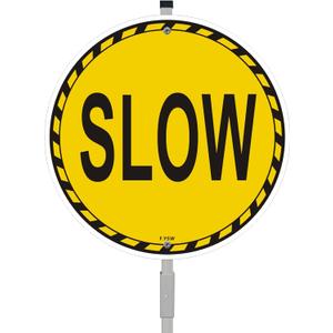 Slow Sign Children At Play 10" x 10" With 28" Long Metal Stakes Road Kids Dogs Playing Please Slow Street Safety Signal Stand Aluminum Outdoor Use Yard Business Home