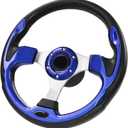 12.5inch Boat Steering Wheel, 3/4 Inch Axle Marine Steering Wheel Adapter, Anti-Slip Carbon Fiber for Boats, Yachts, Pontoon Boats Blue