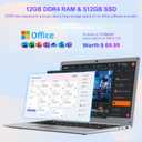 Jumper Laptop 14", 12GB RAM 512GB SSD, Laptop Computer with Office 365 One-Year, Celeron N4000 CPU, FHD 1080P Display, 35.52WH Battery, 2.4G+5G WiFi, BT4.0, 2 Speakers, Portable Business Laptops.