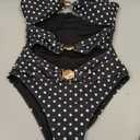 GORGLITTER Women's Polka Dots One Piece Swimsuit Metal Cut Out Strapless Bikini Sexy Monokini Bathing Suit (Black, S)