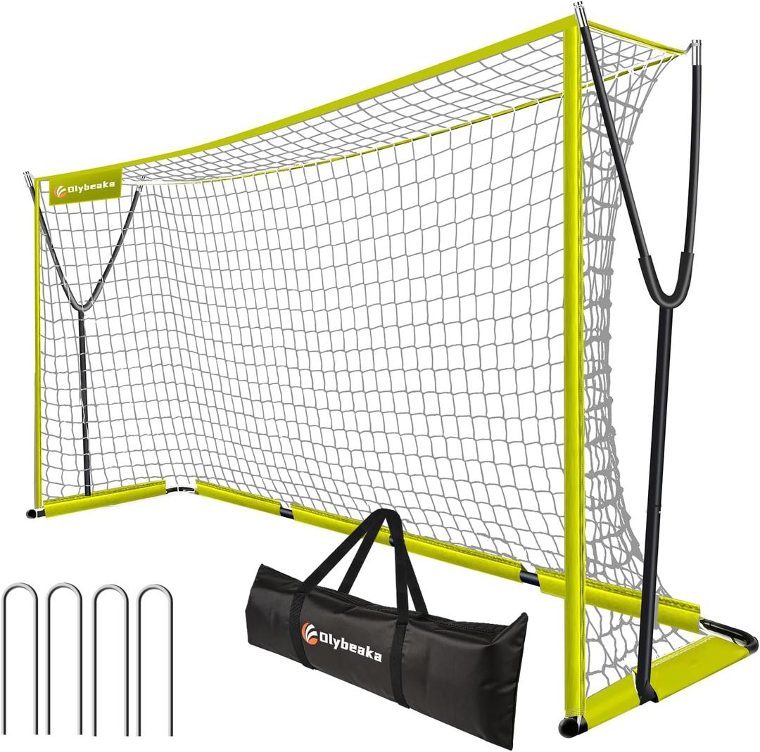 12x6 FT Soccer Goal for Backyard, Portable Soccer Goal Net with Ultra Stable Outward Angled Metal Frame, 7-ply Tetoron, Carry Bag, Ground Stakes - Easy Set Up for Youth & Adult Indoor Outdoor Practice