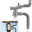 Garbage Disposal Drain Kit, Kitchen Sink P-Trap 1 1/2, Space Saving, Visible, Clog Resistant, Odor Resistant, Easy to Clean Double Sink Drain