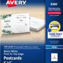 Avery Printable Postcards with Sure Feed Technology, 4" x 6", Matte White, 100 Blank Postcards for Inkjet Printers (8386)