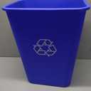 Amazon Basics Rectangular Commercial Office Wastebasket, Easy to Clean, Lightweight, 10 Gallon, Blue, Recycle Logo