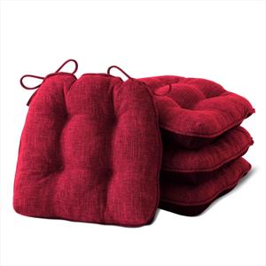 Chair Cushions for Dining Chairs Set of 4, Kitchen Chair Cushions, Chair Pads with Ties and Non Slip Backing, Tufted Memory Foam Seat Cushion 4 Pack, 15.5" x 15.5" x 4", Red