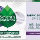 Seventh Generation Dryer Sheets Laundry Fabric Softener, Fresh Lavender Scent, 80 Sheets (80 Count (Pack of 1))