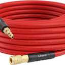 Hybrid Air Hose 3/8-Inch by 50 Feet Air compressor Hose, Heavy Duty, Lightweight, Kink Resistant, All-Weather Flexibility with 1/4-Inch Brass Male Fittings, Bend Restrictors, 300 PSI