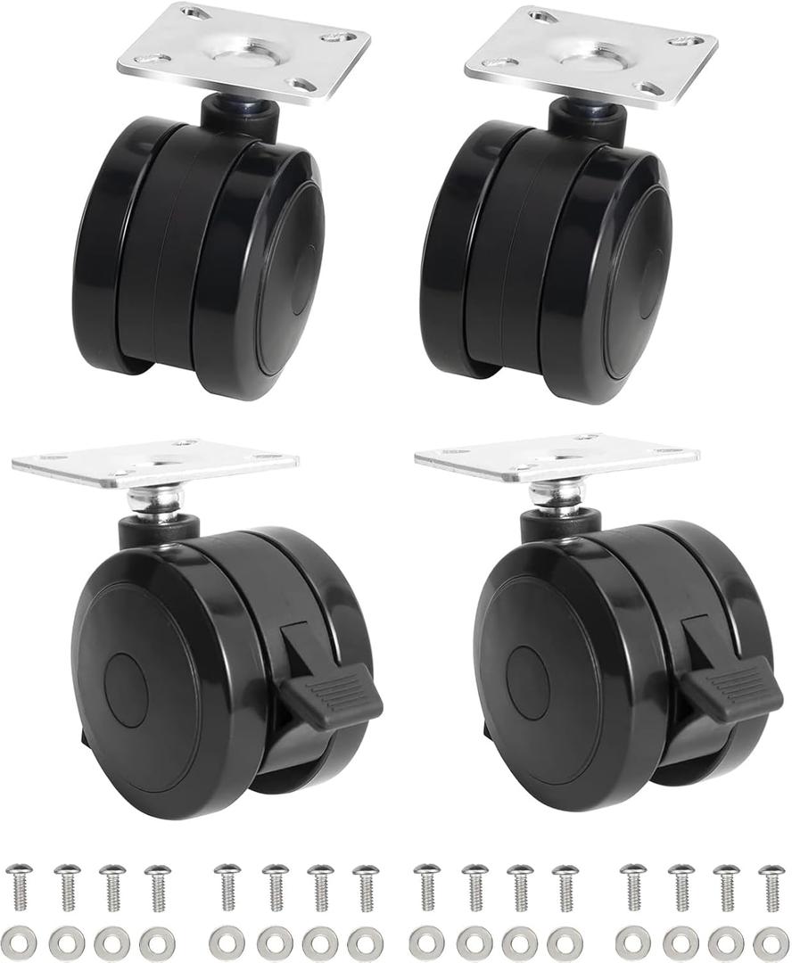 4 Pack 69828 69827 Locking Caster for Weber Spirit 200/300 Series Grills (Model Years 2013 and newer) with "Up Front" Controls, Caster Wheel with Plate and Screws for Weber Grill Replacement Parts