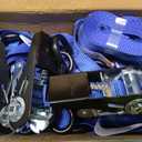 XSTRAP STANDARD Ratchet Tie Down Straps 8PK 1'' x 10 ft - 900 LB Break Strength Cargo Straps for Moving Appliances, Lawn Equipment, Motorcycle (Blue)
