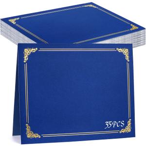gisgfim 35Pcs Certificate Holders Diploma Covers Single Sided Gold Foil Border Award Certificate Covers for Letter Size 8.5x11 Certificates Cardstock Document Papers Storage Organizer (Royal Blue)