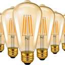 LVWIT Vintage Edison Light Bulb ST21 LED Filament Bulb 8W(60 Watt Equivalent) Dimmable 2500K (Amber Glow) Warm White E26 Medium Base, Amber Glass Cover,6 Pack