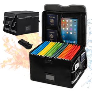 Fireproof Document Box with Lock, Hanging File Organizer