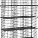 12-Cube Storage Organizer, Metal Wire Cube Shelving Unit, 11.8" L x 11.8" W x 11.8" H, Modular Grid Bookshelf for Closet, Bedroom, Office, Black ATTJL12B