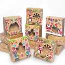 qiqee Christmas Treat Boxes with Window 36pcs 6x6x3 Brown Kraft Bakery Cookie Boxes Small Donut Pastry Boxes for Holiday Gift-giving Party Supply (36Packs, 6x6x3 Inch)