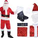 EraSpooky Santa Claus Costume For Men Adult- 7PCS Santa Outfit Christmas (One Size)