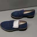 Womens Loafers Shoes Platform Chunky Penny Loafer Lug Sole Comfortable Slip On Work Office Business Casual Dress Shoes, (8, Blue)