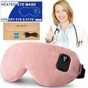 Heated Eye Mask for Warm Compress: Dry Eyes Blepharitis Stye Moist Hot Relief,1500 MAh - Electric Cordless Heating Pad for Traveler Computer Tied Eyes - Rechargeable Washable Pink