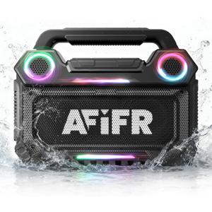 Outdoor Bluetooth Speaker, 160W Loud Bass! Rugged, IP67 Waterproof, 24H Playtime with Lights, Wireless TWS Pairing Portable Speakers for Party, Outsides, Travel, Beach, Garage (Black)