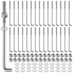 Blulu 30 Sets 5/8 x 12-inch Anchor Bolt L-Bolts (Nuts & Washers Included) Threaded Concrete Anchor Hot Dipped Galvanized Low Carbon Steel for Concrete Pad Pouring Wood Projects Cement Anchors J-Bolts