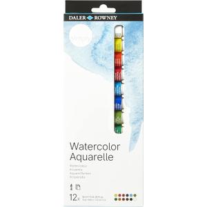 Daler Rowney Simply Watercolor Set - 12 Watercolor Paint Tubes for Student Artists of All Ages - Vibrant Smooth 12ml Watercolor Paints for Canvas Paper and More
