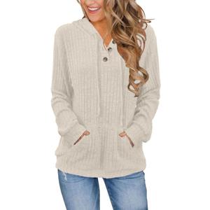 JomeDesign Womens Sweaters Fall Long Sleeve Hoodie Laides Sweatshirts Loose Casual Fashion Clothes XL (Apricot)