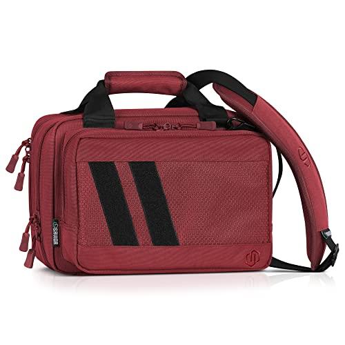 Savior Equipment Specialist Series Mini Range Bag Tactical Dual Pistol Handgun Revolver Hunting Bag Gun Carrying Case, X-Large Compartments w/Lockable Zippers, Deluxe Padded Shoulder Strap Included